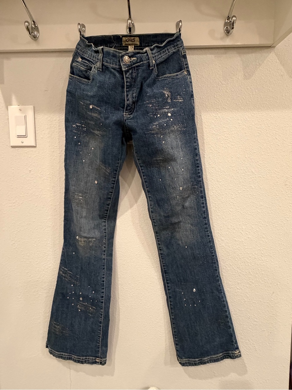Raw Blue Lady Dark Blue Paint-Splatter Women’s Jeans 7/8